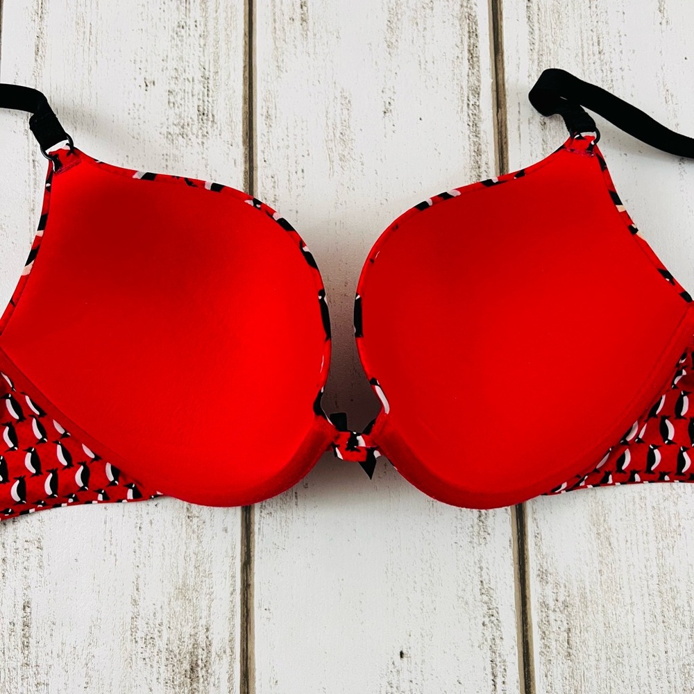 34D Victoria’s Secret Push Up Bra Penguin Print Rare - Picture 6 of 8